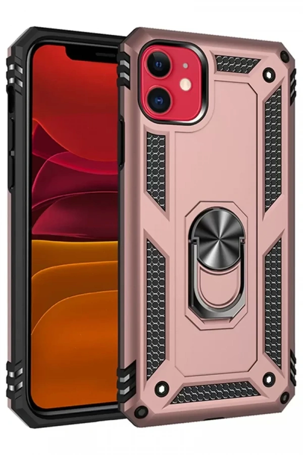 Apple iPhone 11 Kılıf Sofya Yüzüklü Silikon Kapak - Rose