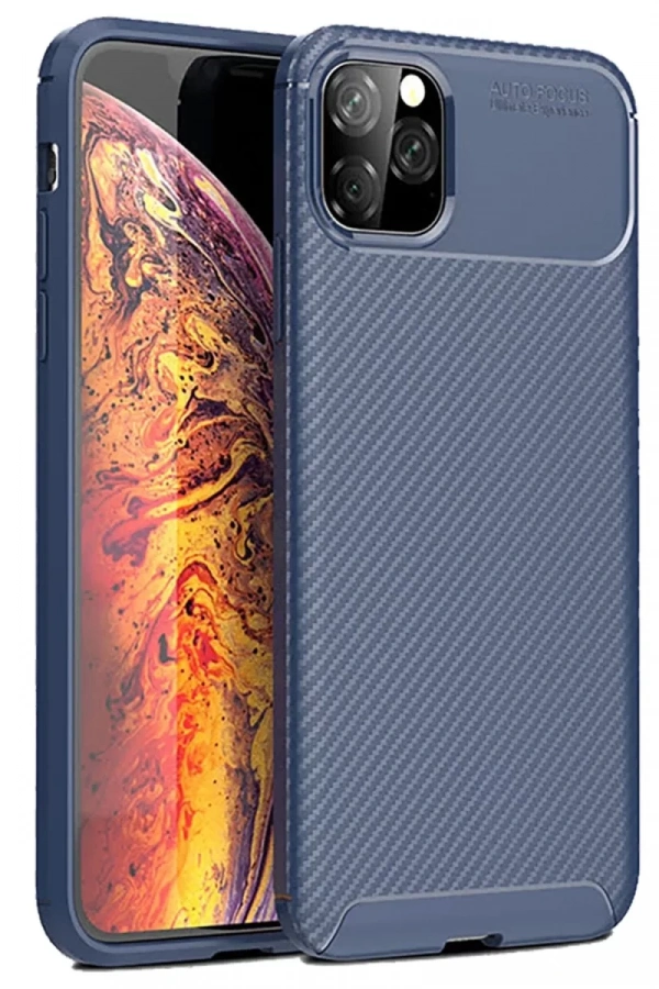 Apple iPhone 11 Pro Kılıf Auto Focus Karbon Kapak - Lacivert