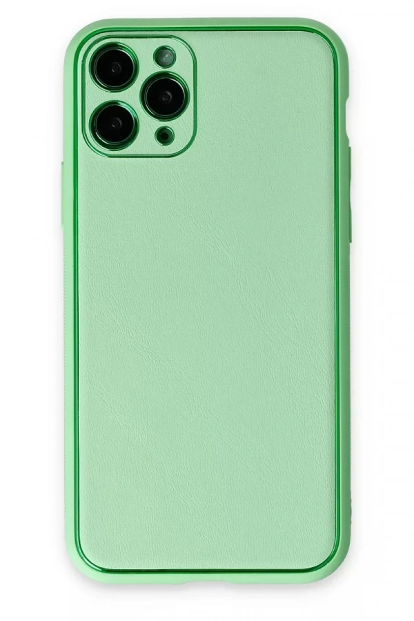 Apple iPhone 11 Pro Kılıf Coco Deri Silikon Kapak - Açık Yeşil