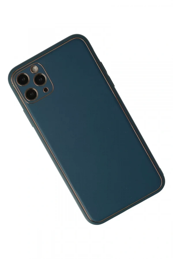 Apple iPhone 11 Pro Kılıf Coco Deri Silikon Kapak - Mavi