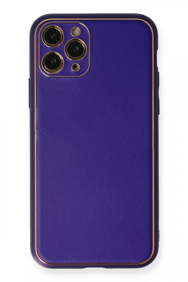 Apple iPhone 11 Pro Kılıf Coco Deri Silikon Kapak - Mor
