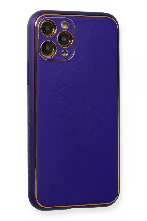 Apple iPhone 11 Pro Kılıf Coco Deri Silikon Kapak - Mor