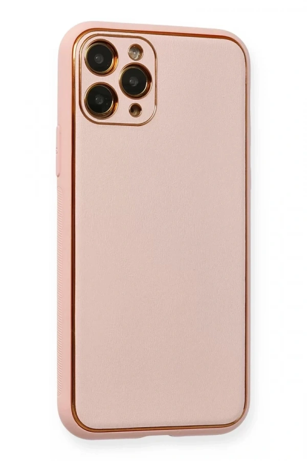Apple iPhone 11 Pro Kılıf Coco Deri Silikon Kapak - Pembe