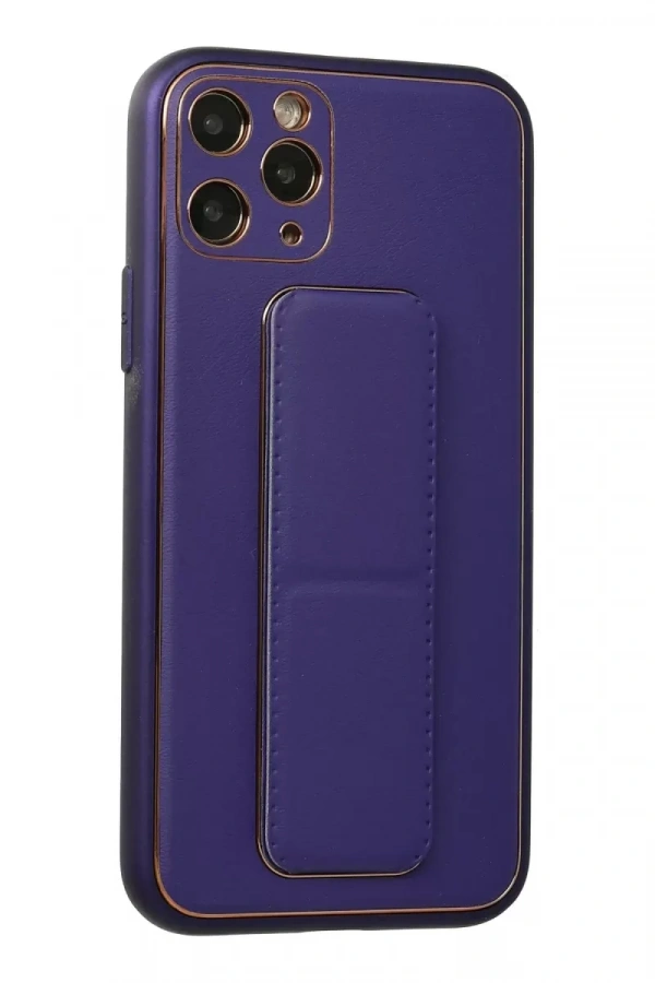 Apple iPhone 11 Pro Kılıf Coco Deri Standlı Kapak - Mor