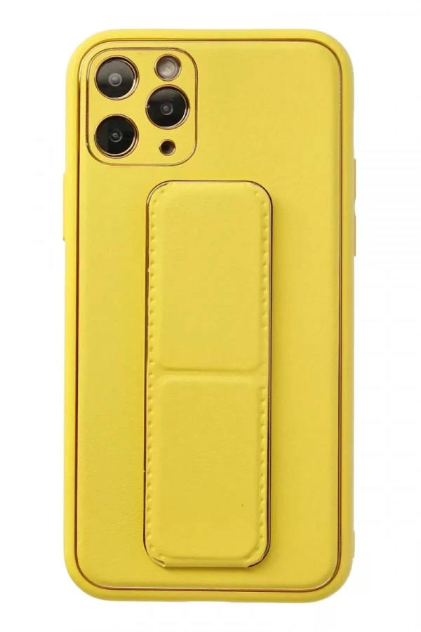 Apple iPhone 11 Pro Kılıf Coco Deri Standlı Kapak - Sarı