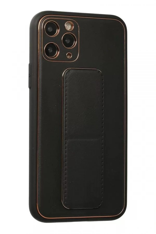 Apple iPhone 11 Pro Kılıf Coco Deri Standlı Kapak - Siyah