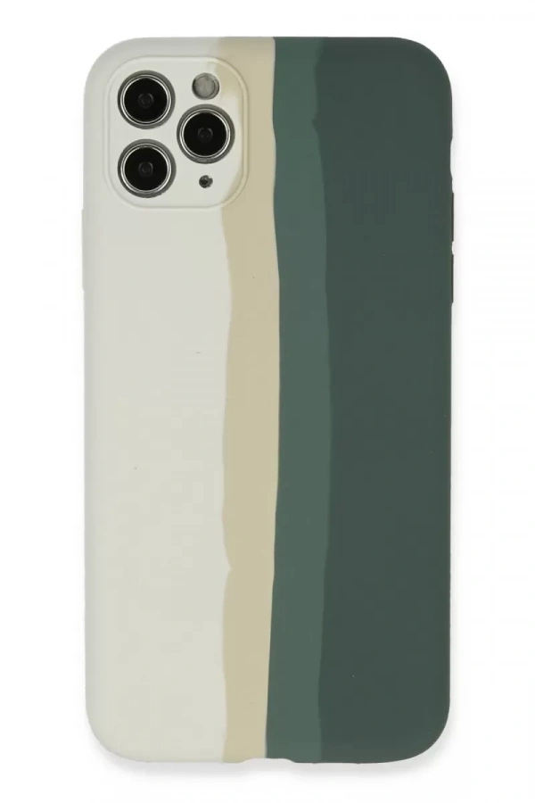 Apple iPhone 11 Pro Kılıf Ebruli Lansman Silikon - Beyaz-Gri