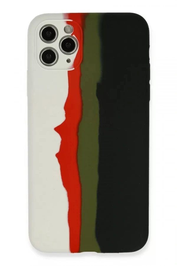 Apple iPhone 11 Pro Kılıf Ebruli Lansman Silikon - Beyaz-Siyah