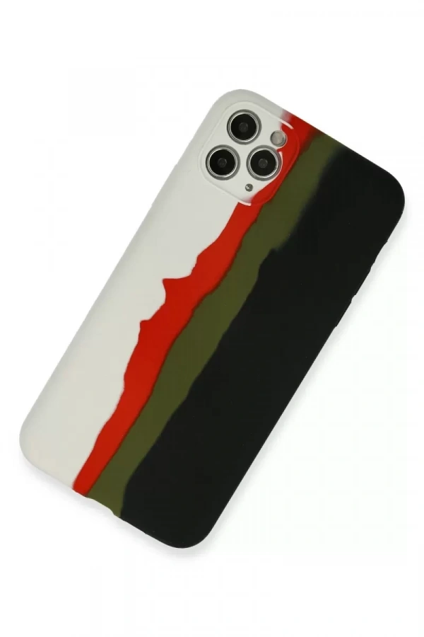 Apple iPhone 11 Pro Kılıf Ebruli Lansman Silikon - Beyaz-Siyah