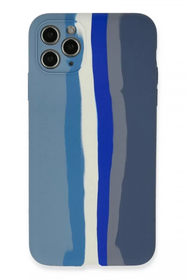 Apple iPhone 11 Pro Kılıf Ebruli Lansman Silikon - Mavi-Gri