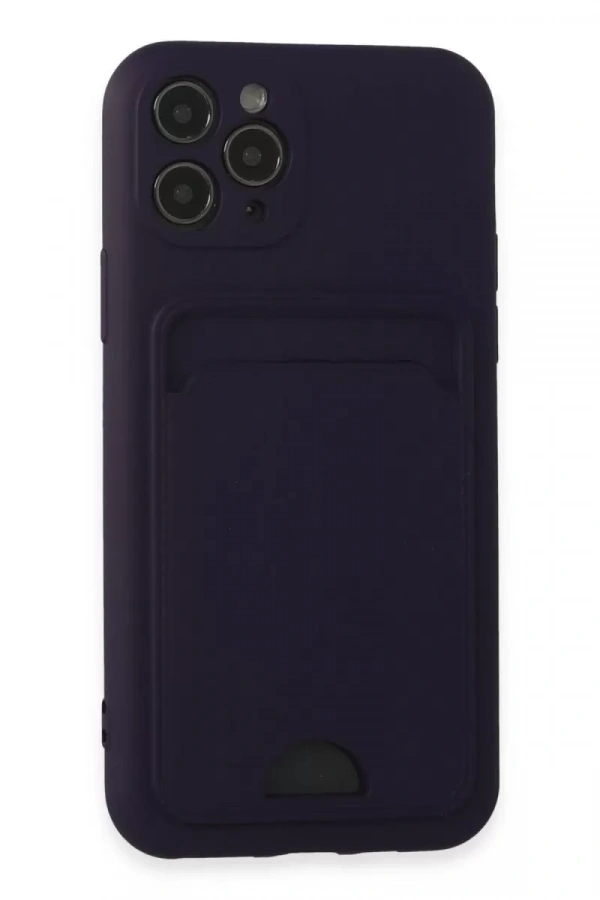 Apple iPhone 11 Pro Kılıf Kelvin Kartvizitli Silikon - Derin Mor