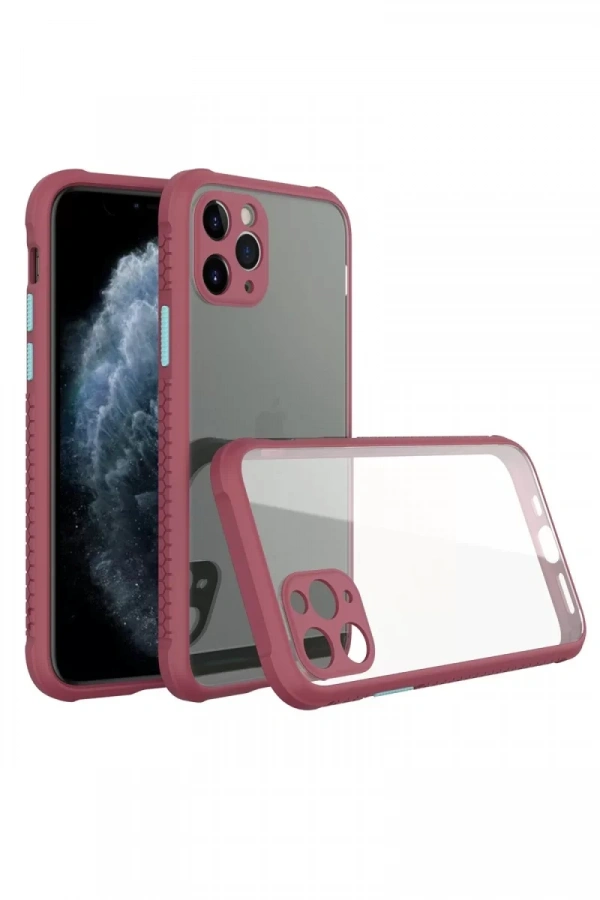 Apple iPhone 11 Pro Kılıf Miami Şeffaf Silikon - Fuşya
