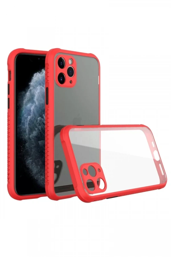 Apple iPhone 11 Pro Kılıf Miami Şeffaf Silikon - Kırmızı