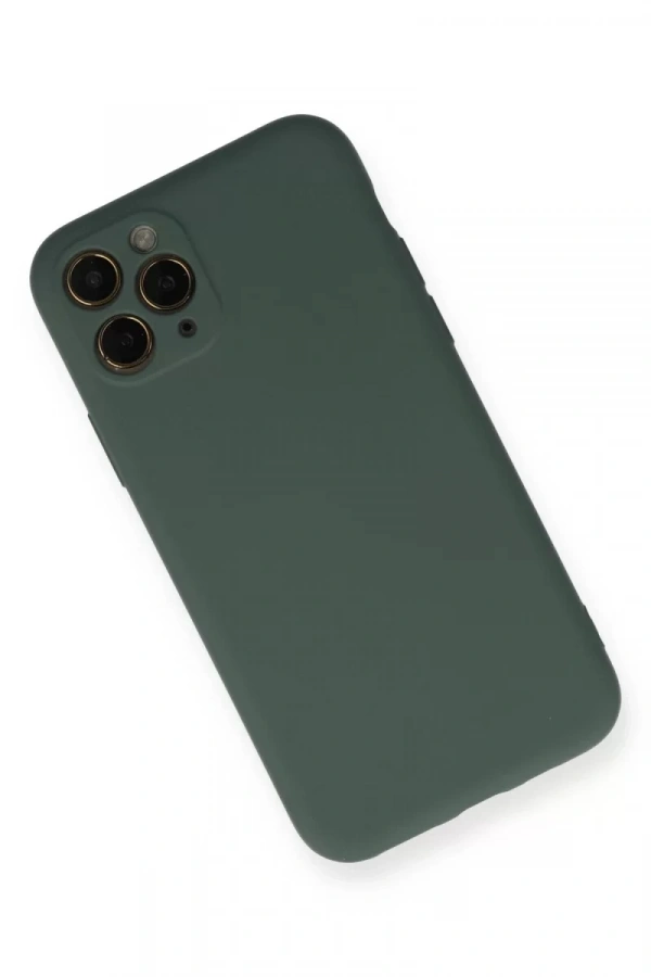 Apple iPhone 11 Pro Kılıf Nano içi Kadife Silikon - Koyu Yeşil