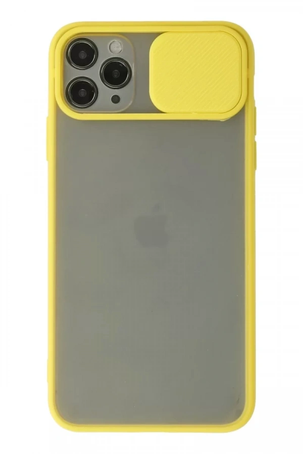 Apple iPhone 11 Pro Kılıf Palm Buzlu Kamera Sürgülü Silikon - Sarı