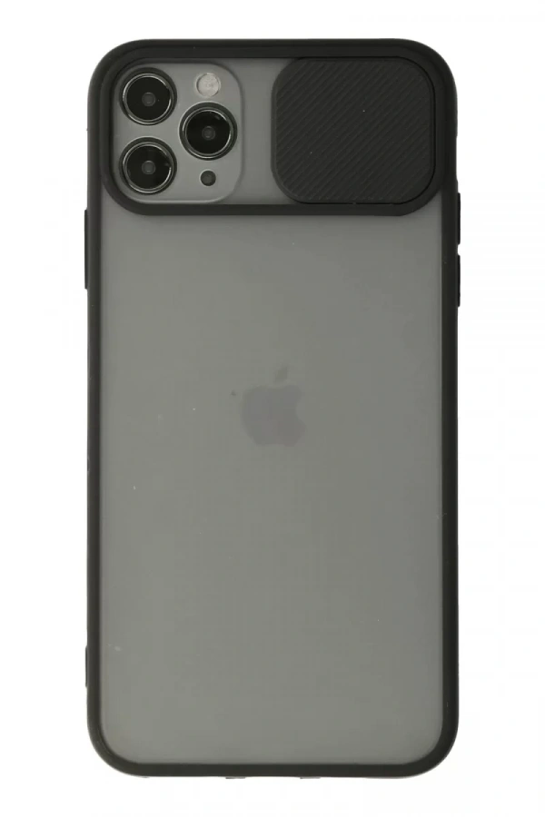 Apple iPhone 11 Pro Kılıf Palm Buzlu Kamera Sürgülü Silikon - Siyah