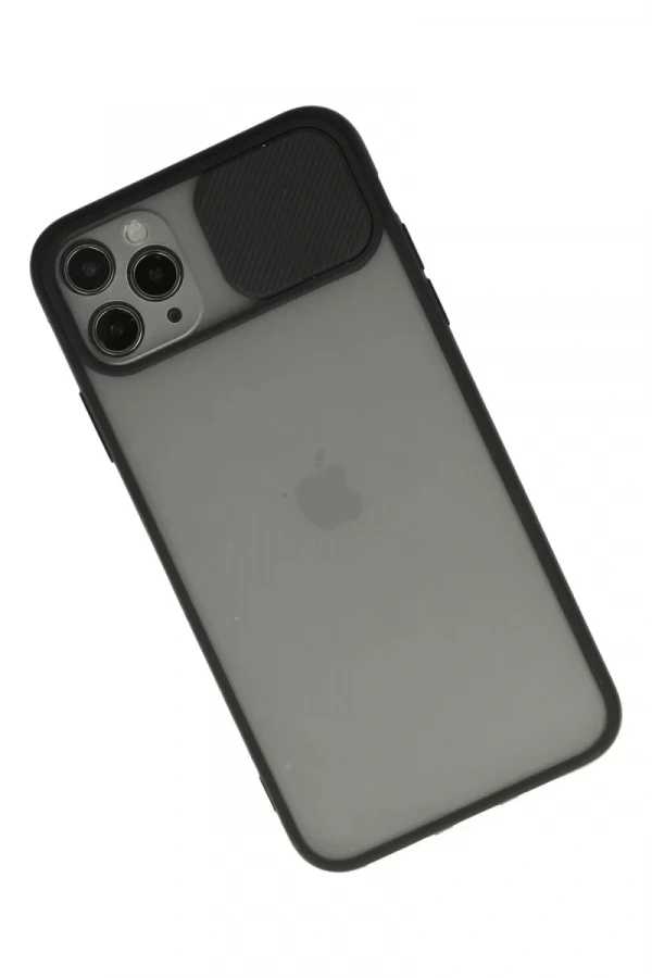 Apple iPhone 11 Pro Kılıf Palm Buzlu Kamera Sürgülü Silikon - Siyah