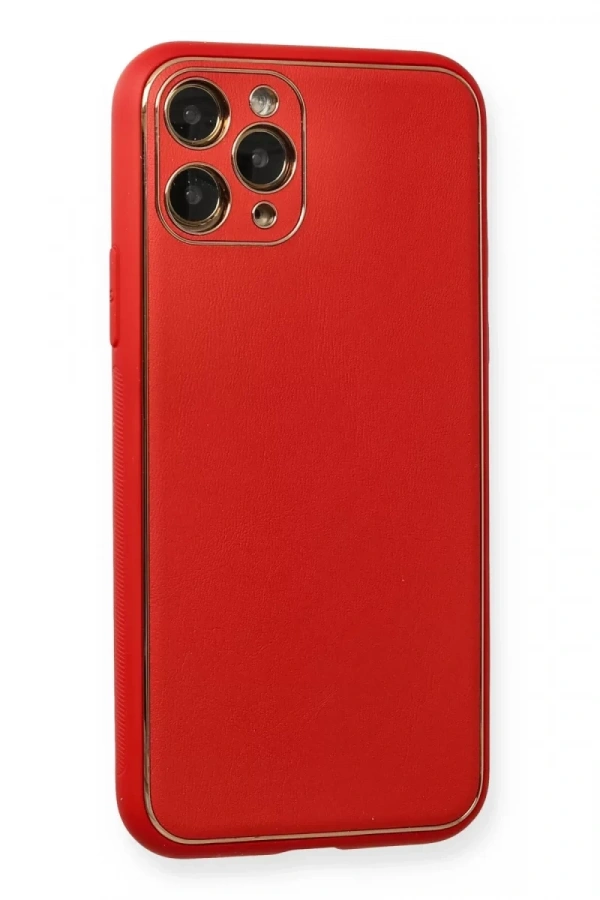Apple iPhone 11 Pro Max Kılıf Coco Deri Silikon Kapak - Kırmızı