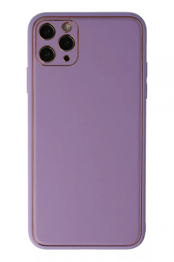 Apple iPhone 11 Pro Max Kılıf Coco Deri Silikon Kapak - Lila
