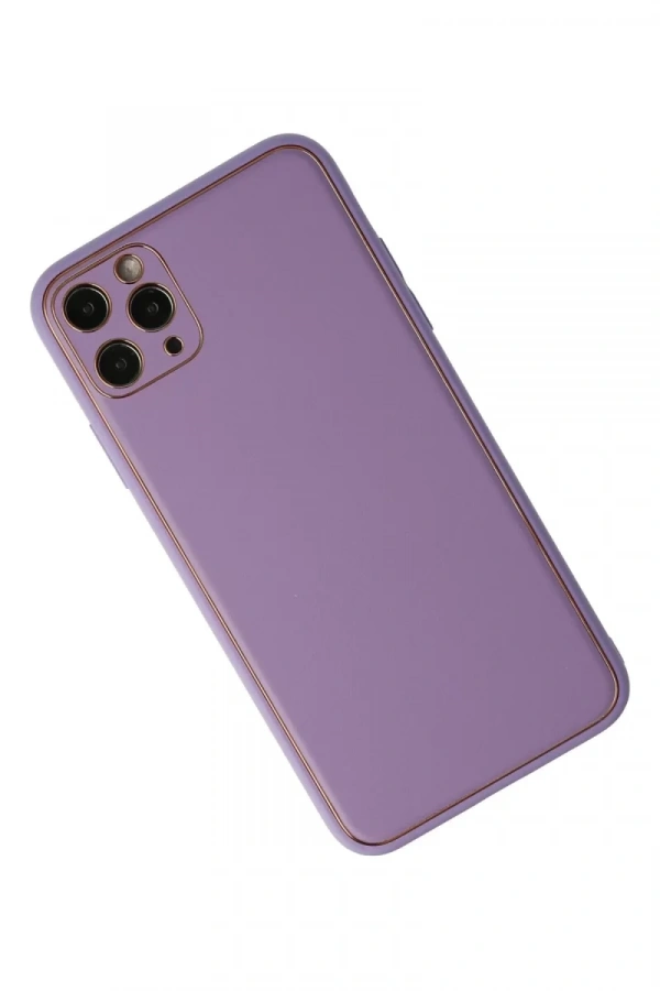 Apple iPhone 11 Pro Max Kılıf Coco Deri Silikon Kapak - Lila