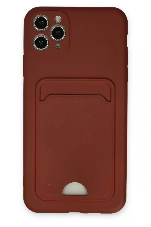 Apple iPhone 11 Pro Max Kılıf Kelvin Kartvizitli Silikon - Bordo