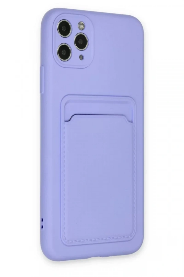 Apple iPhone 11 Pro Max Kılıf Kelvin Kartvizitli Silikon - Lila