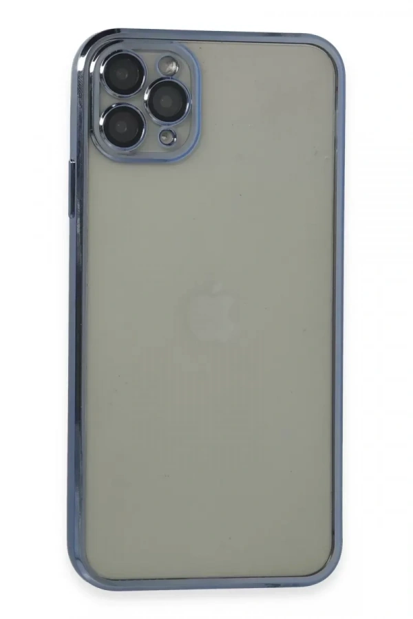 Apple iPhone 11 Pro Max Kılıf Lensli Silikon - Açık Mavi