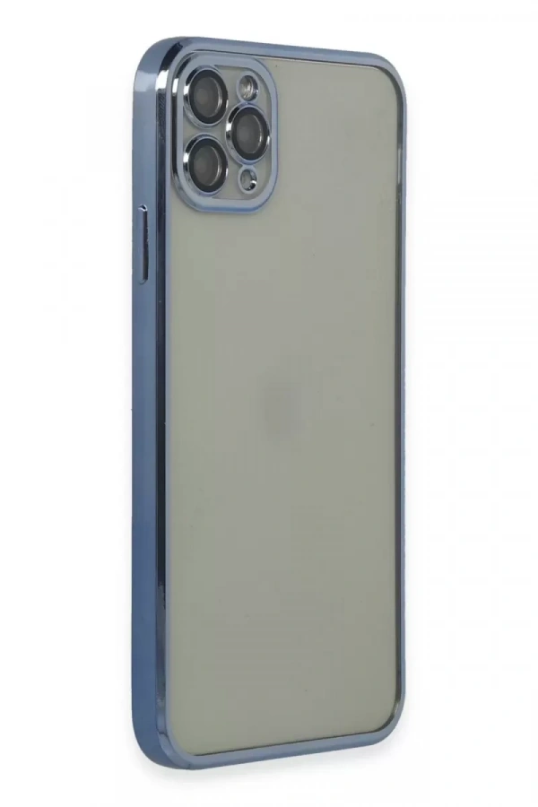 Apple iPhone 11 Pro Max Kılıf Lensli Silikon - Açık Mavi
