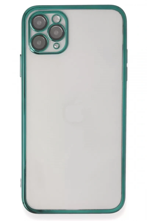 Apple iPhone 11 Pro Max Kılıf Lensli Silikon - Yeşil