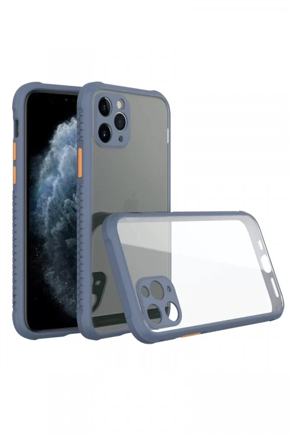 Apple iPhone 11 Pro Max Kılıf Miami Şeffaf Silikon - Gri