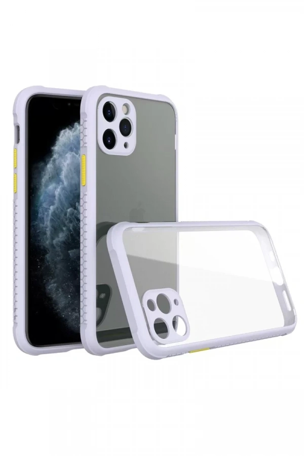Apple iPhone 11 Pro Max Kılıf Miami Şeffaf Silikon - Lila