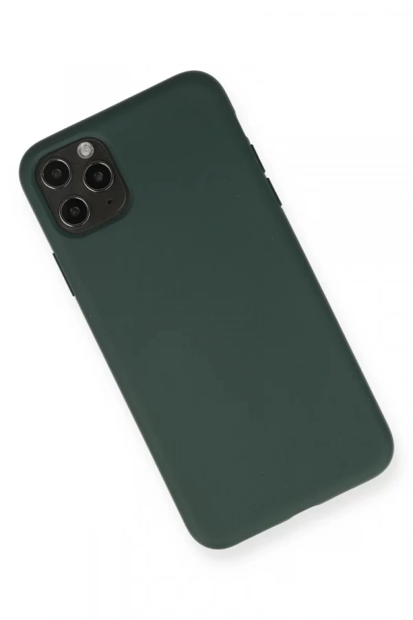 Apple iPhone 11 Pro Max Kılıf Nano içi Kadife Silikon - Koyu Yeşil