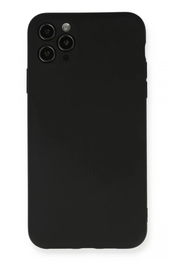 Apple iPhone 11 Pro Max Kılıf Nano içi Kadife Silikon - Siyah