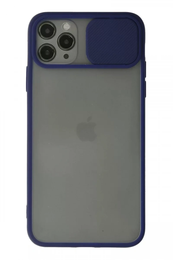 Apple iPhone 11 Pro Max Kılıf Palm Buzlu Kamera Sürgülü Silikon - Lacivert