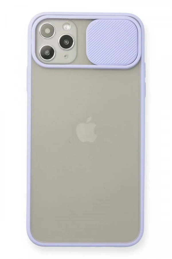 Apple iPhone 11 Pro Max Kılıf Palm Buzlu Kamera Sürgülü Silikon - Lila