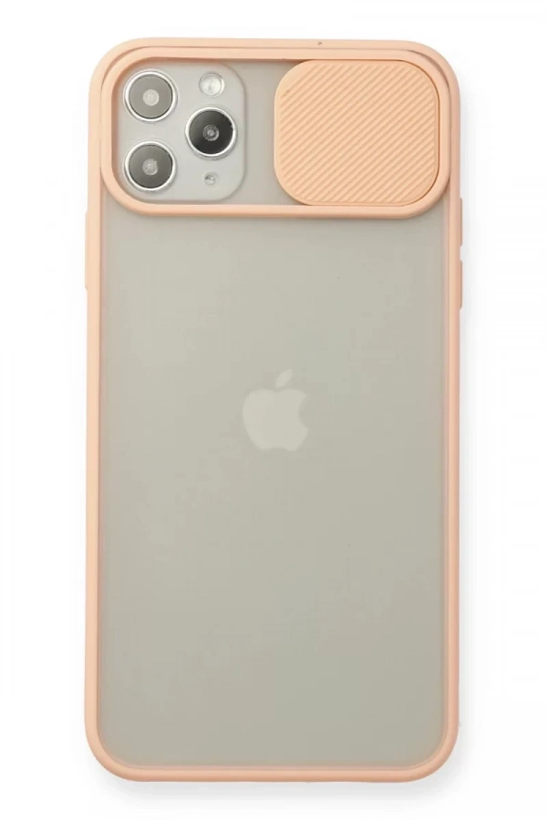 Apple iPhone 11 Pro Max Kılıf Palm Buzlu Kamera Sürgülü Silikon - Pembe