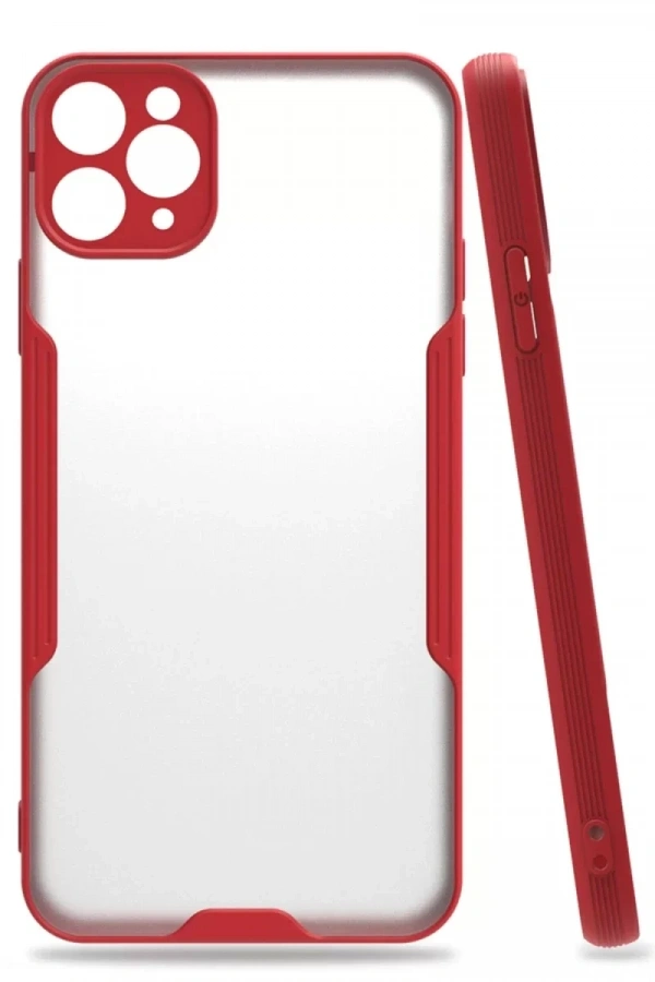 Apple iPhone 11 Pro Max Kılıf Platin Silikon - Kırmızı