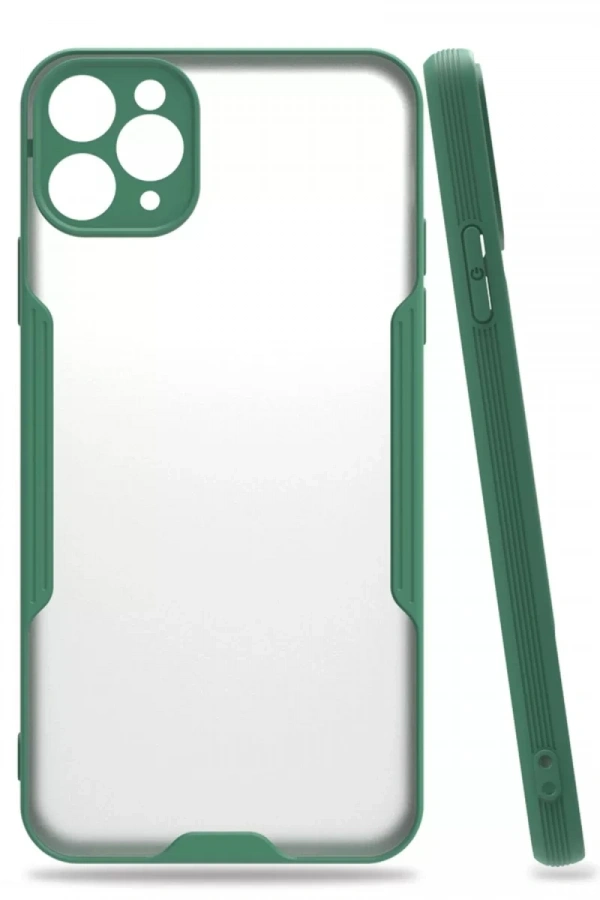 Apple iPhone 11 Pro Max Kılıf Platin Silikon - Yeşil