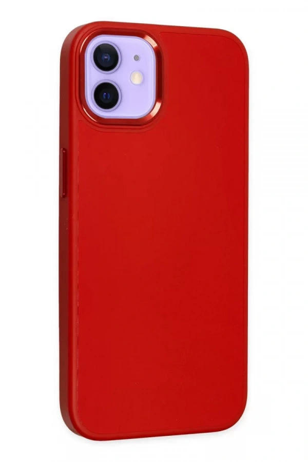 Apple iPhone 12 Kılıf Asya Deri Silikon - Kırmızı