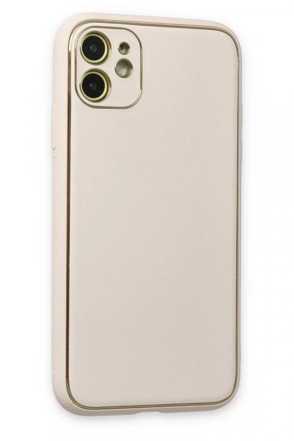 Apple iPhone 12 Kılıf Coco Deri Silikon Kapak - Beyaz