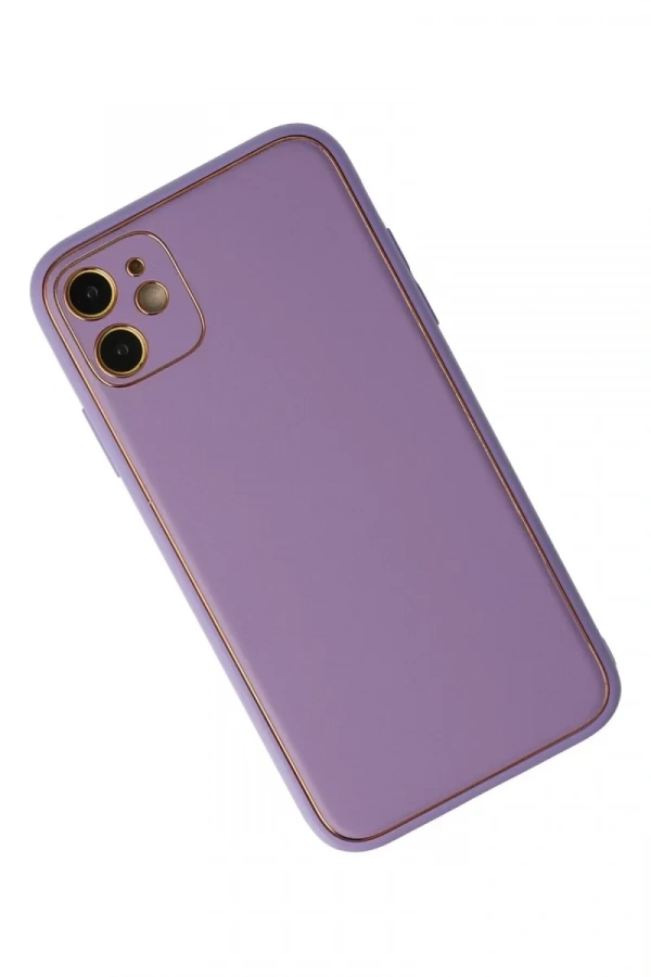 Apple iPhone 12 Kılıf Coco Deri Silikon Kapak - Lila
