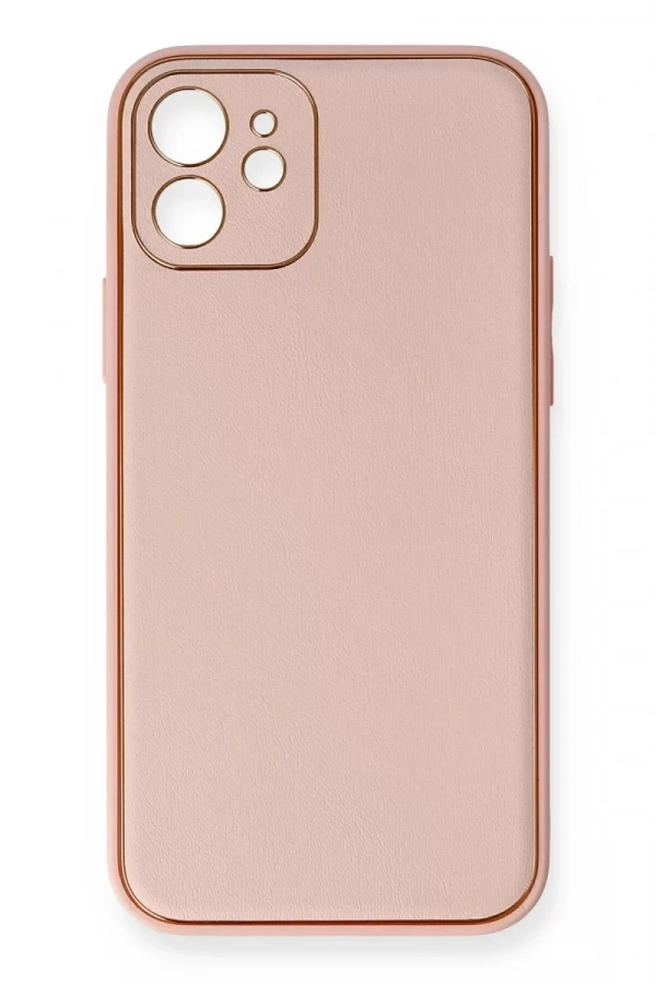 Apple iPhone 12 Kılıf Coco Deri Silikon Kapak - Pembe