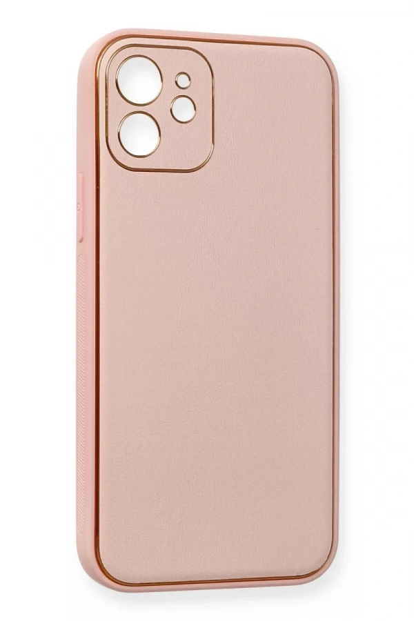 Apple iPhone 12 Kılıf Coco Deri Silikon Kapak - Pembe
