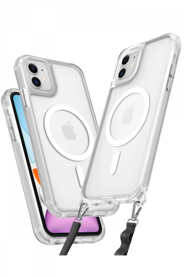 Apple iPhone 12 Kılıf Enka Magsafe Silikon Kılıf - Şeffaf