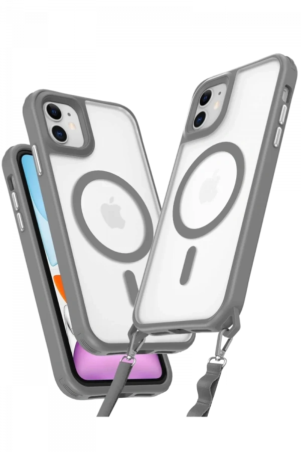 Apple iPhone 12 Kılıf Enka Magsafe Silikon Kılıf - Titan Gri