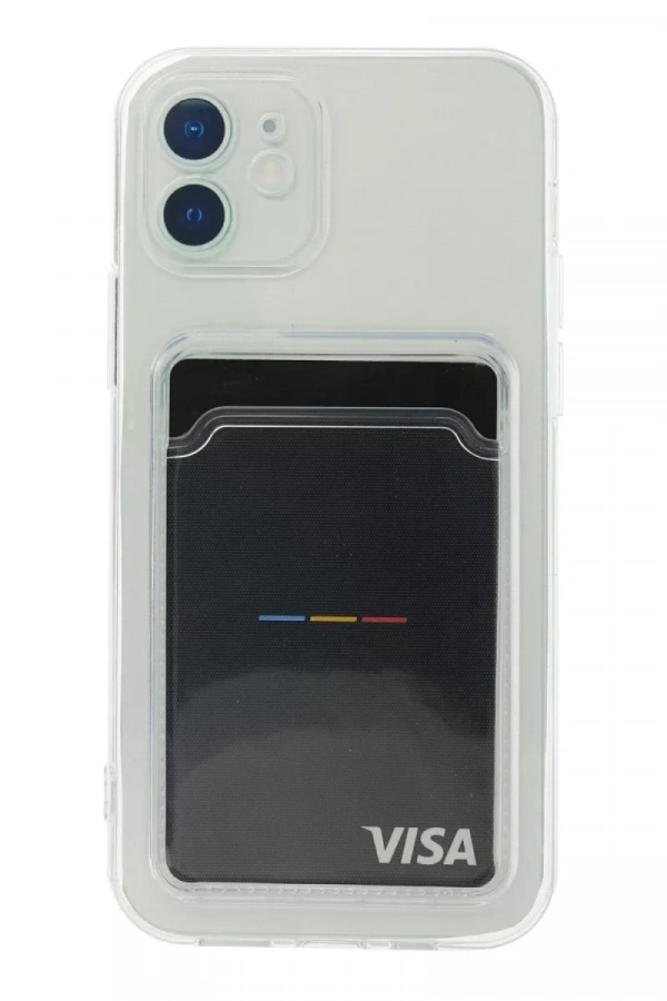Apple iPhone 12 Kılıf Kart Şeffaf Silikon - Şeffaf