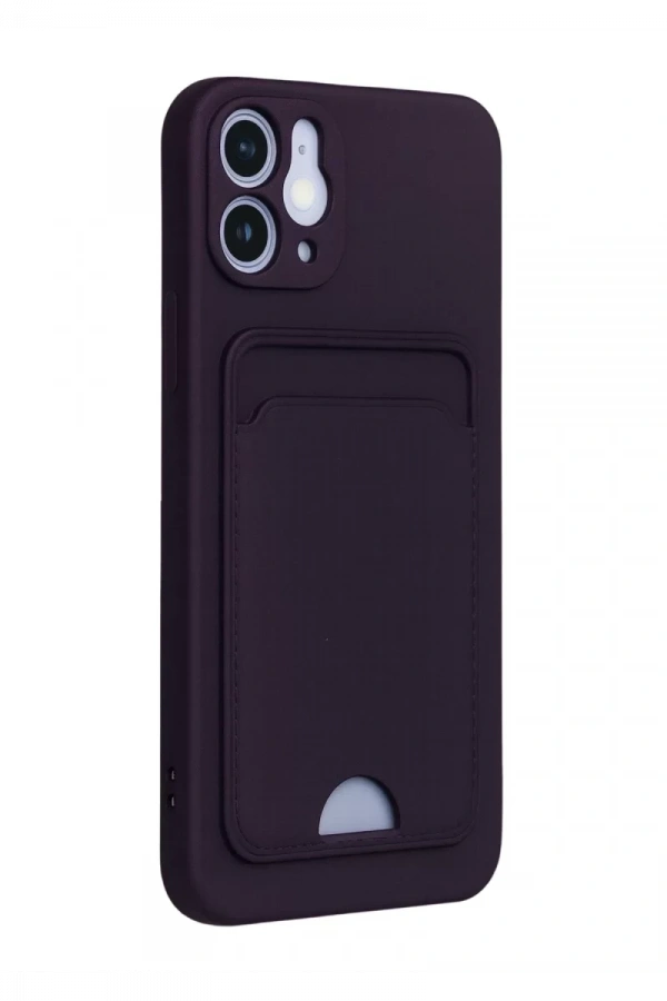 Apple iPhone 12 Kılıf Kelvin Kartvizitli Silikon - Derin Mor