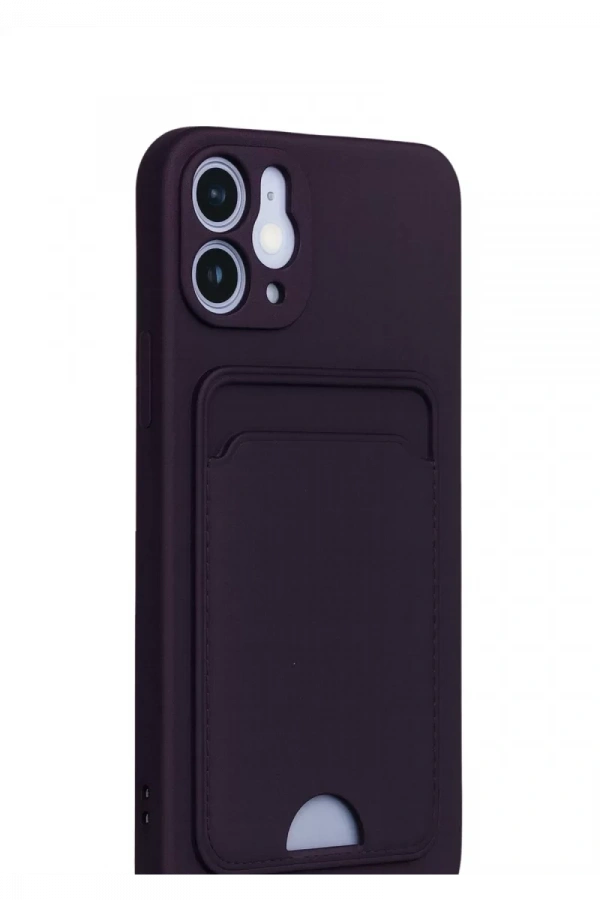 Apple iPhone 12 Kılıf Kelvin Kartvizitli Silikon - Derin Mor