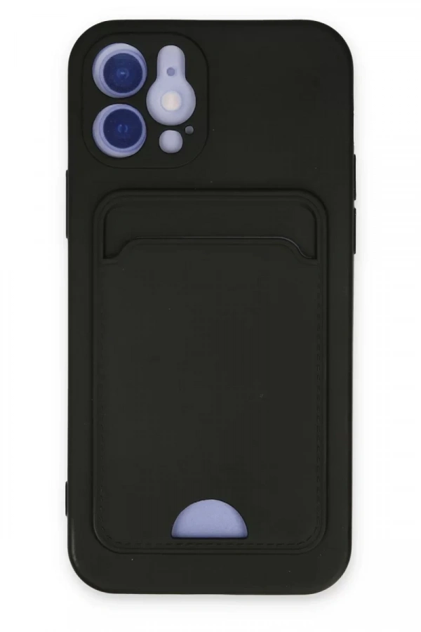Apple iPhone 12 Kılıf Kelvin Kartvizitli Silikon - Siyah