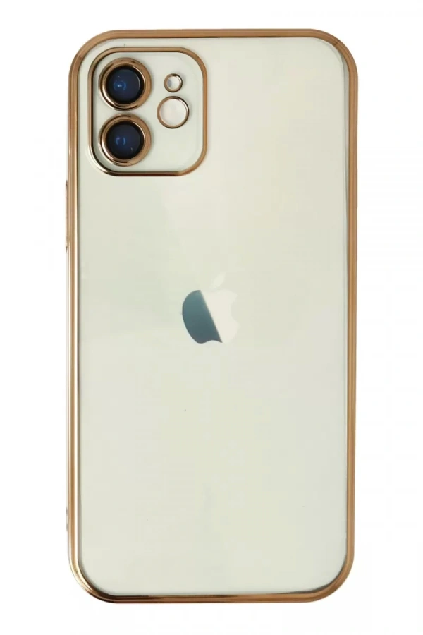 Apple iPhone 12 Kılıf Lensli Silikon - Gold